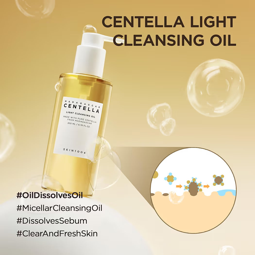 MADAGASCAR CENTELLA LIGHT CLEANSING OIL MADE WITH PURE CENTELLA FROM MADAGASCAR 200 ML  6.76 FL.OZ SKIN1004