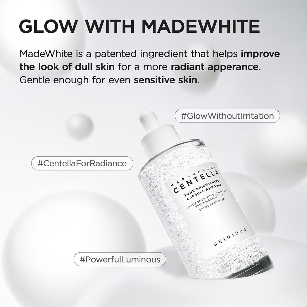 MADAGASCAR CENTELLA TONE BRIGHTENING CAPSULE AMPOULE MADE WITH PURE CENTELLA FROM MADAGASCAR 100 ML 3.38 FL.OZ. SKIN1004