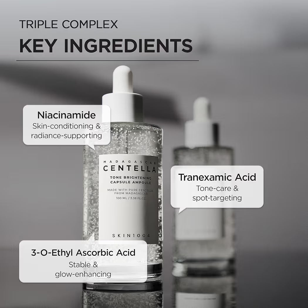 MADAGASCAR CENTELLA TONE BRIGHTENING CAPSULE AMPOULE MADE WITH PURE CENTELLA FROM MADAGASCAR 100 ML 3.38 FL.OZ. SKIN1004